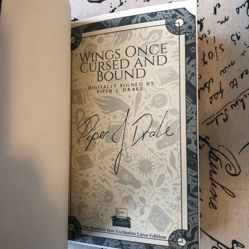 ✨ Bookish Box Wings Once Cursed and Bound Exclusive Luxe Edition by Piper J. Drake