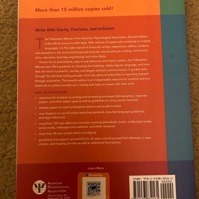 Publication, manual of the American psychology Association Publication, 7th edition 