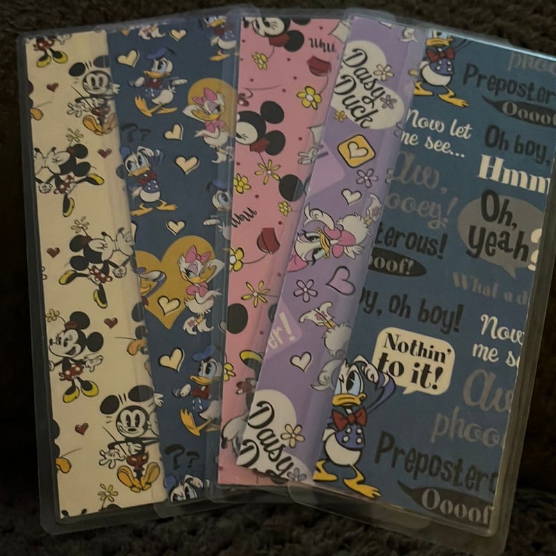 5 double sided laminated bookmark daisy Donald Duck Mickey Minnie Mouse 