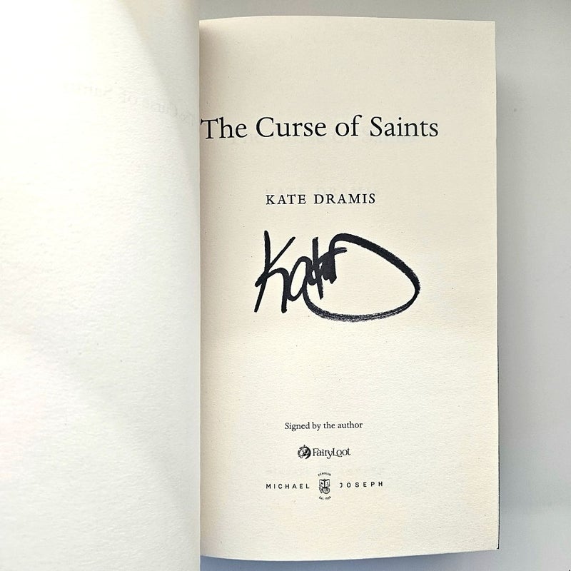 The Curse of Saints SIGNED by Kate Dramis Fairyloot Special Edition Sprayed Edge Endpaper Art