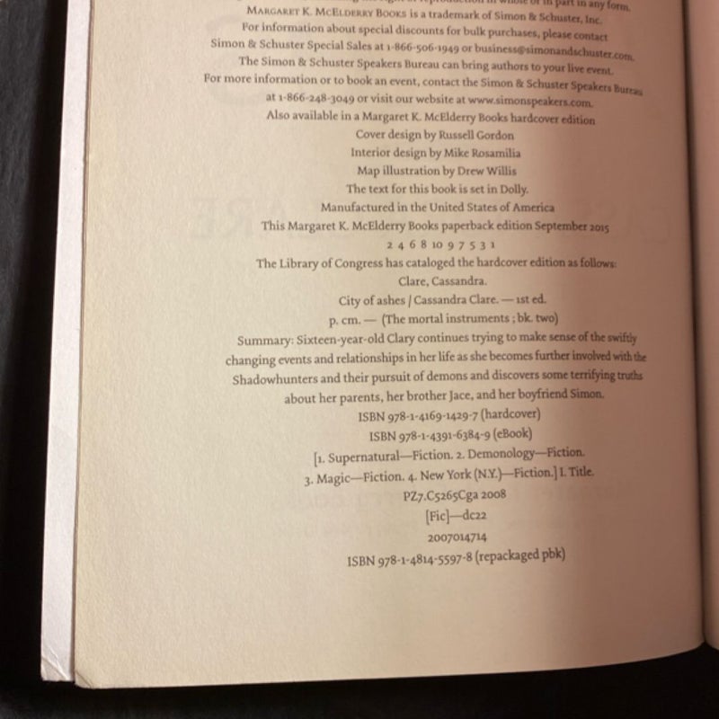 City of Ashes First Printing