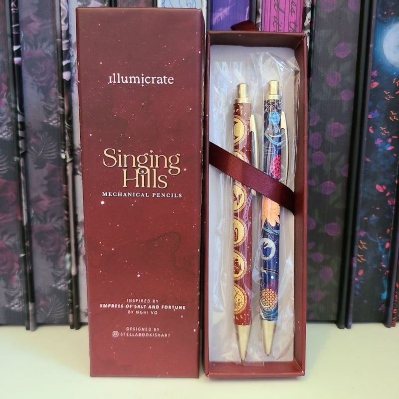 Illumicrate mechanical pencils inspired by Empress of Salt and Fortune by Nghi Vo