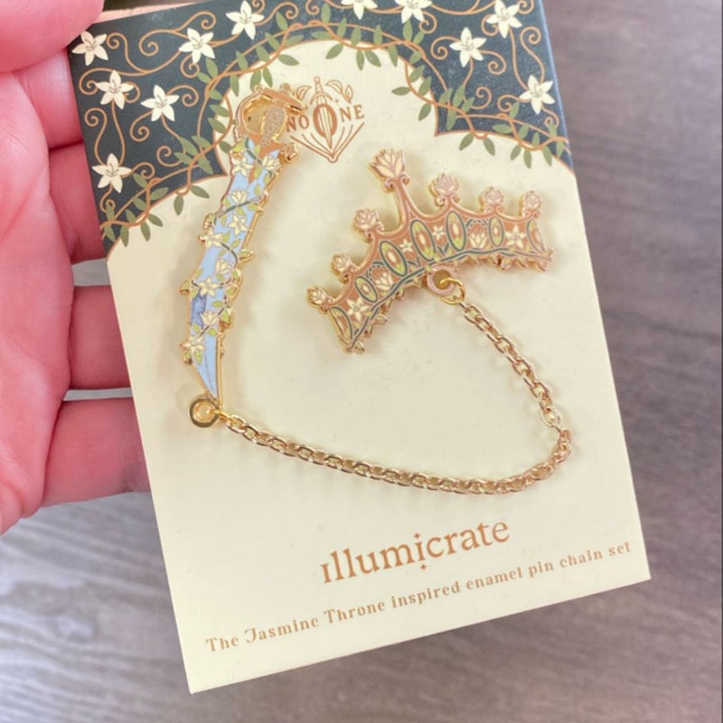 The Jasmine Throne enamel pin chain set