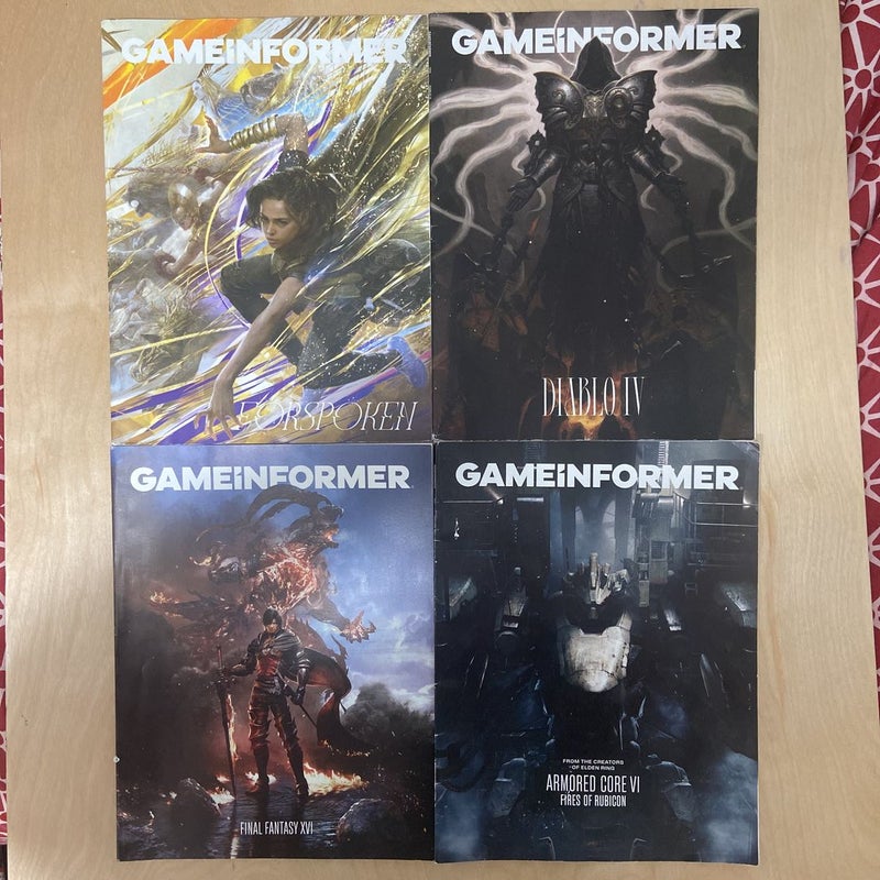 Game Informer Magazine Issues #344 (“Forspoken”), #355 (“Diablo IV”), #356 (“Final Fantasy XVI”), #357 (“Armored Core VI Fires Of Rubicon”)