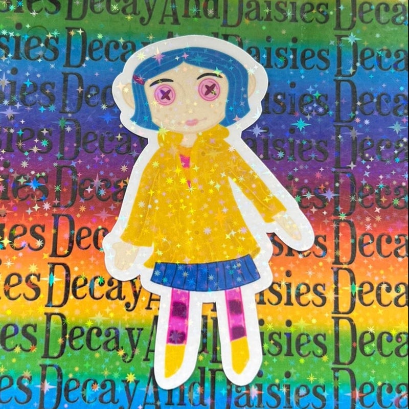 Inspired Coraline Doll Holographic Sticker