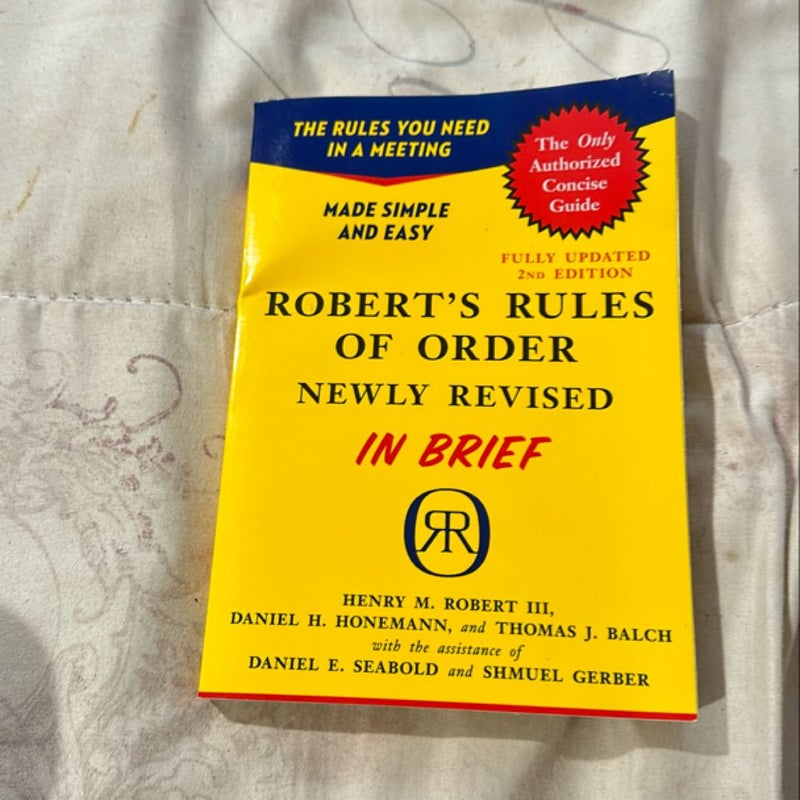 Robert's Rules of Order Newly Revised in Brief, 2nd Edition