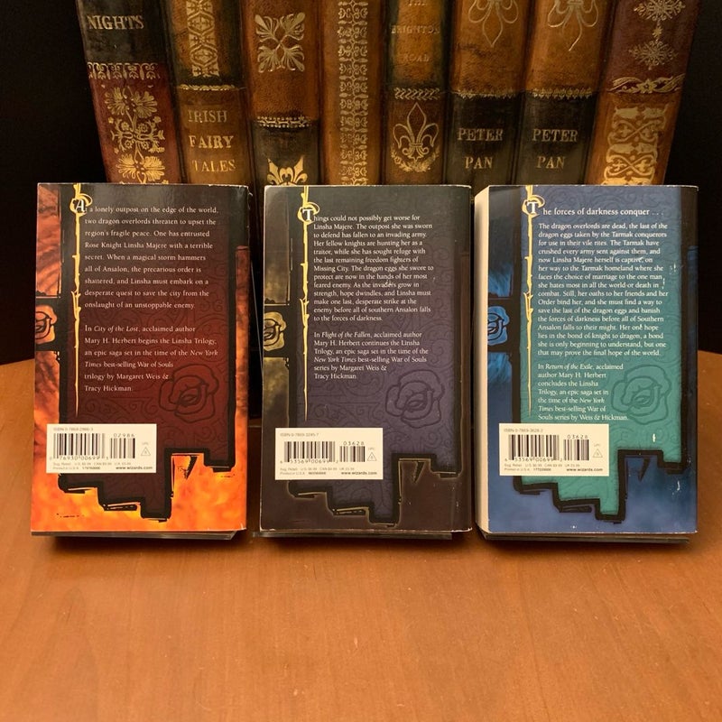 DragonLance: Complete Linsha Trilogy Set: City of the Lost, Flight of the Fallen, Return of the Exile, All First Edition First Printing 
