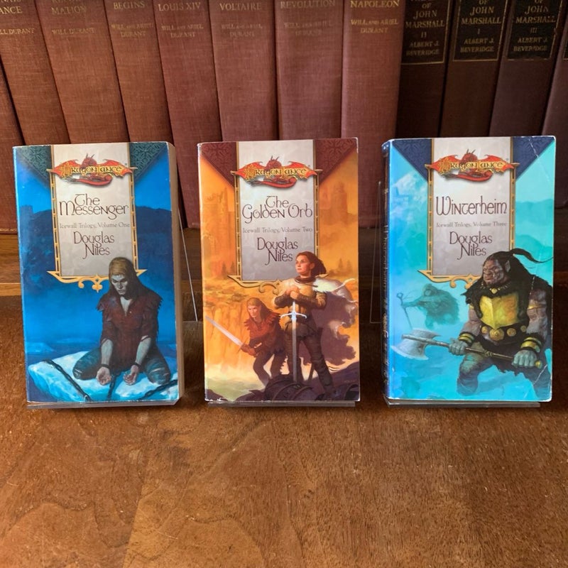 DragonLance: The Icewall Trilogy: The Messenger, The Golden Orb, Winterheim, All First Edition First Printing