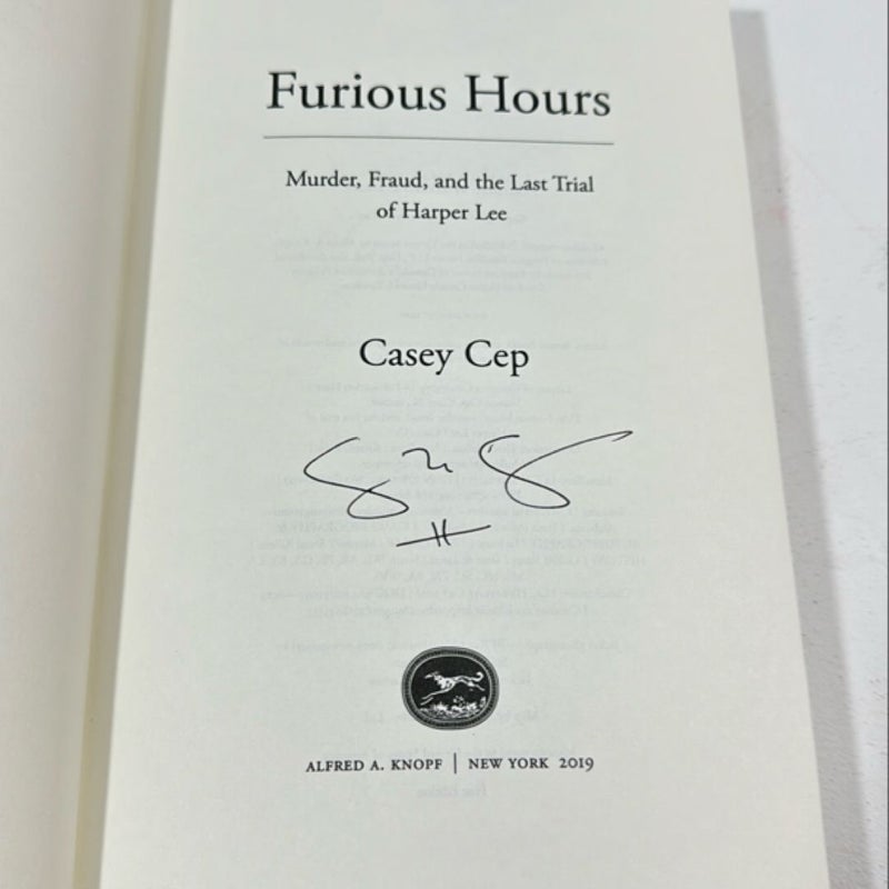Furious Hours 1st edition signed 