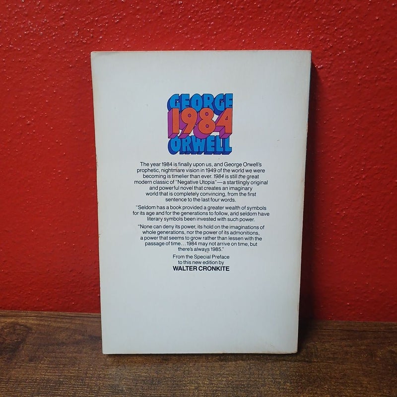 1984 by George Orwell, Vintage Paperback Signet Classic, Walter Kronkite Preface