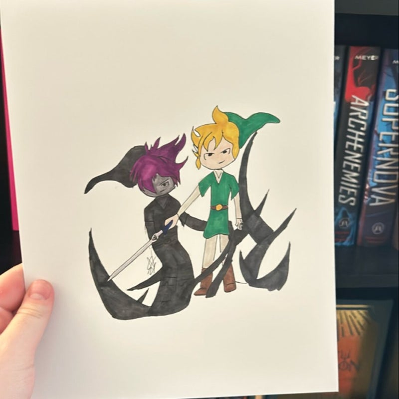 Hand drawn link and dark link print