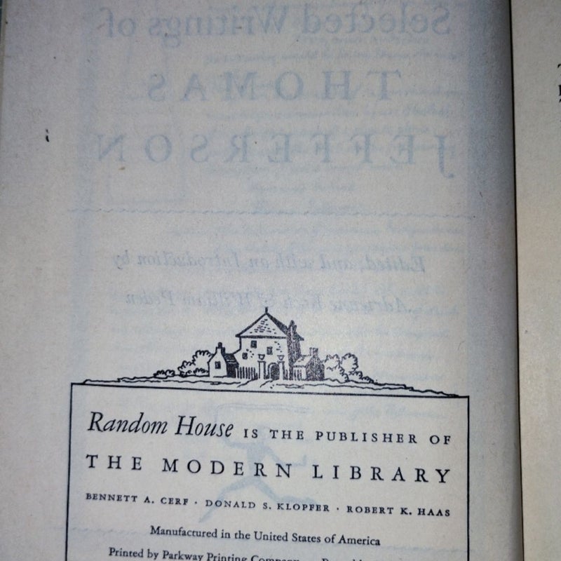 The life and selected writings of Jefferson ( The modern library )
