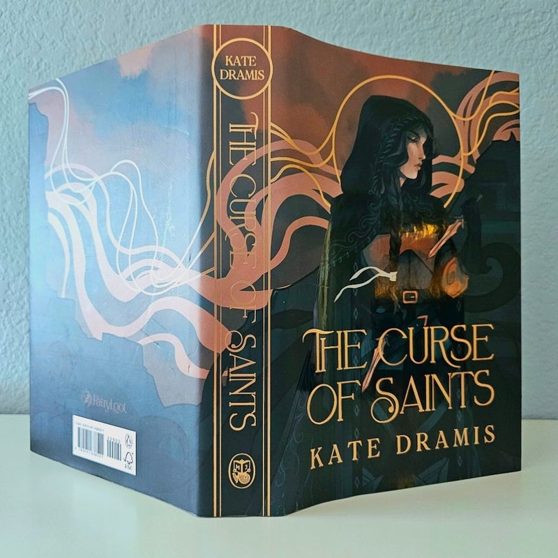 The Curse of Saints SIGNED by Kate Dramis Fairyloot Special Edition Sprayed Edge Endpaper Art