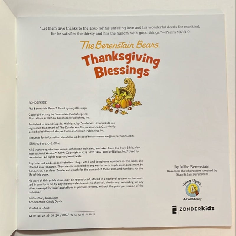 The Berenstain Bears Thanksgiving Blessings