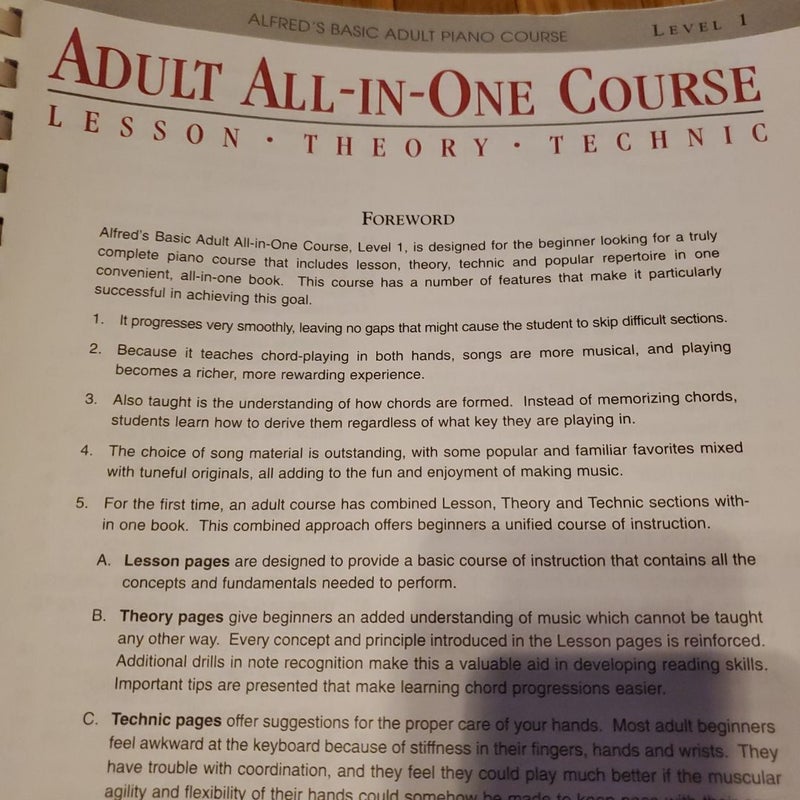 Alfred's Basic Adult All-In-One Course, Bk 1