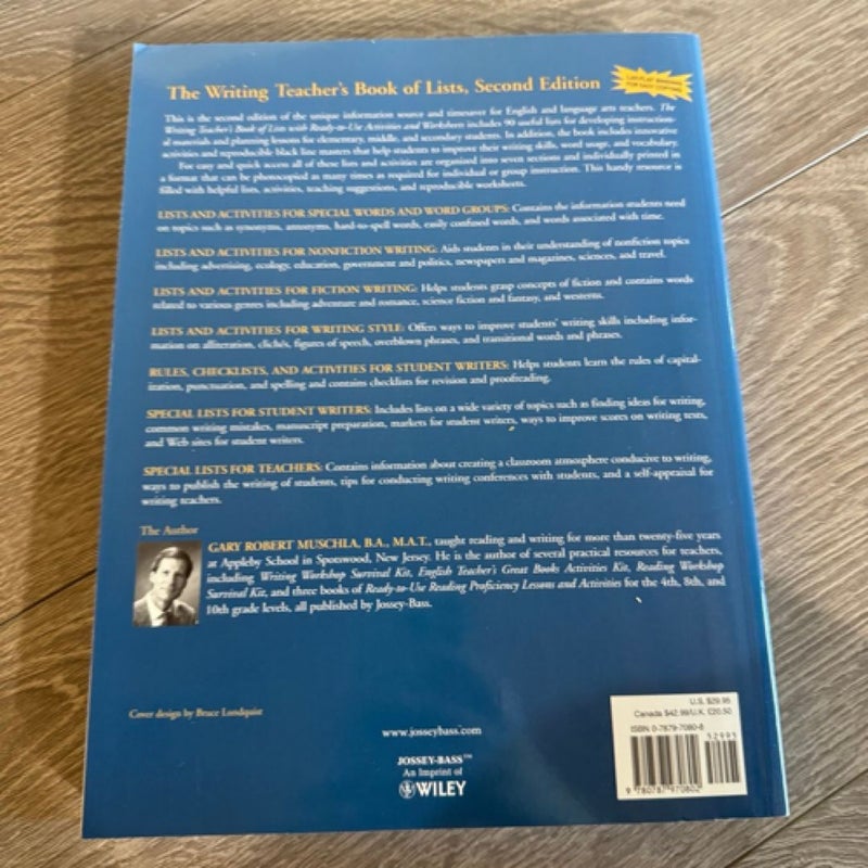 The Writing Teacher’s Book Of List 2nd Edition By Gary Robert Muschla
