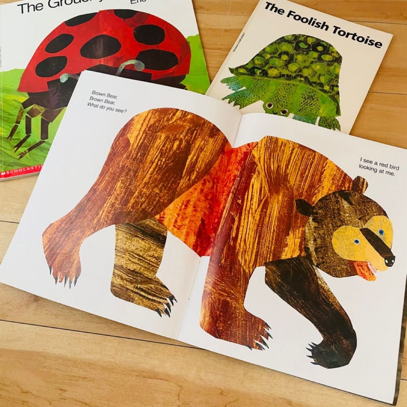 Eric Carle Bundle-Lot of 3; Brown Bear Brown Bear What Do You See, The Foolish Tortoise, The Grouchy Ladybug 