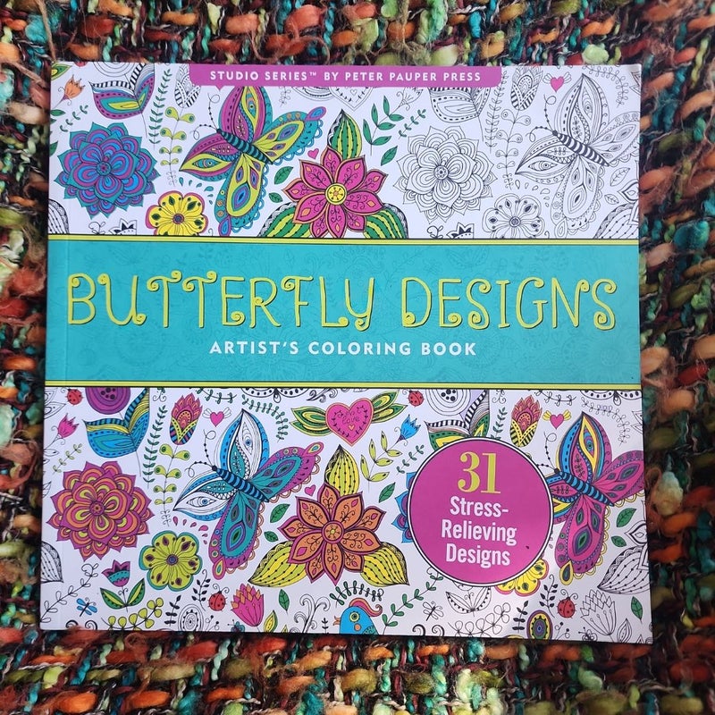 Butterfly Designs Artist's Coloring Book (31 Stress-Relieving Designs)