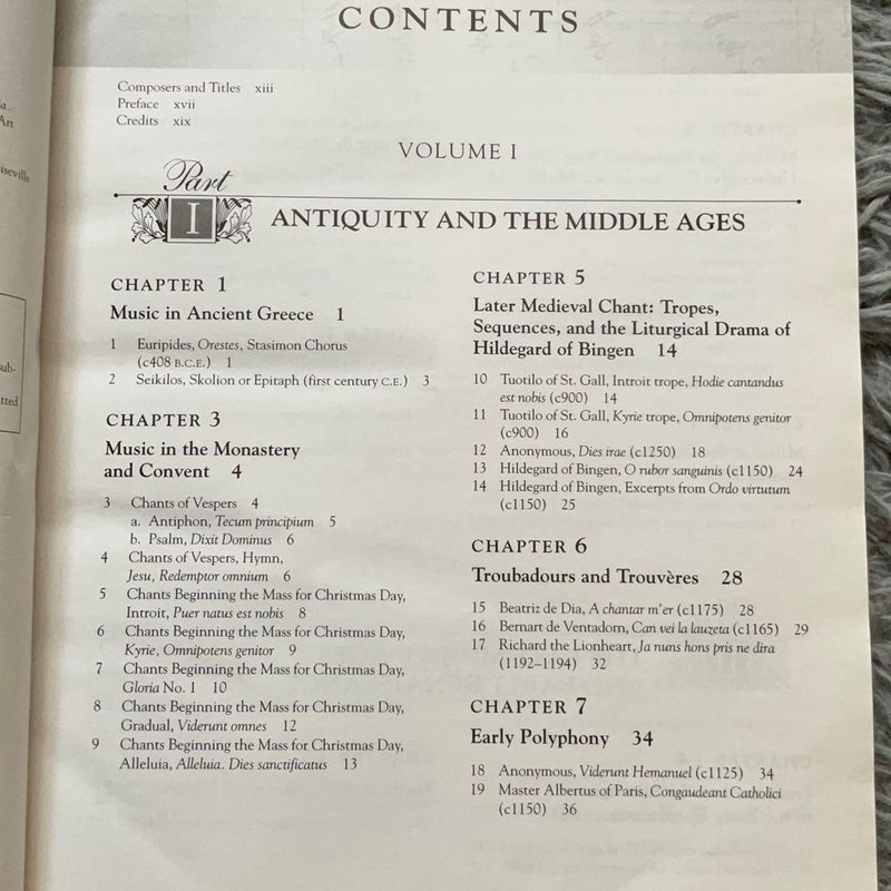 Anthology for Music in Western Civilization, Volume I