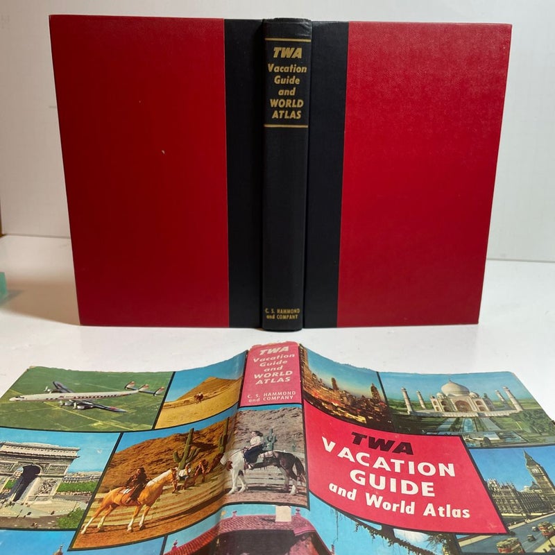 1956 TWA Vacation Guide And World Atlas Hardcover Book C.S. Hammond with DJ