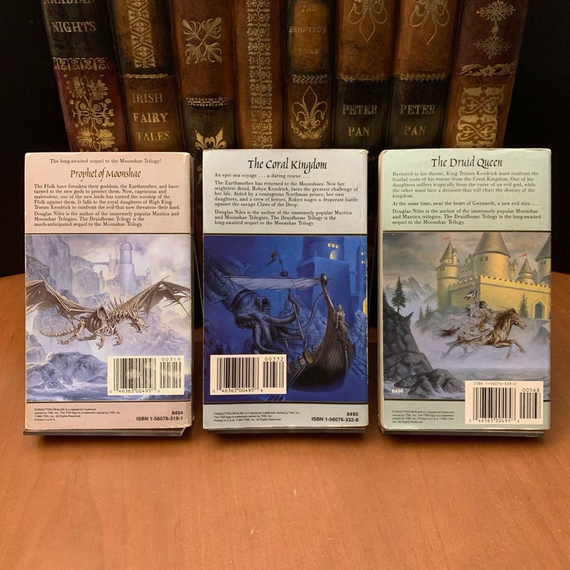 Complete Druidhome Trilogy 1-3: Prophet of Moonshae, The Coral Kingdom, The Druid Queen, All First Edition First Printing