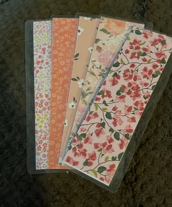 New 5 double sided laminated bookmark pink flowers 