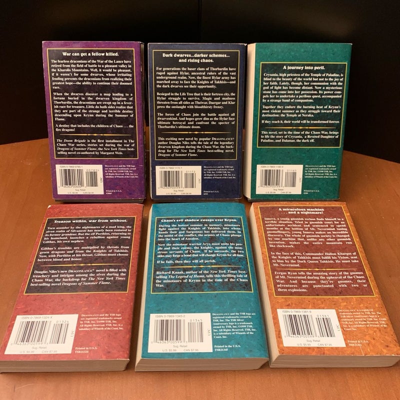 DragonLance: Complete Chaos War Series 1-6 Set: The Doom Brigade, The Last Thane, Tears of the Night Sky, The Puppet King, Reavers of the Blood Sea, The Siege of Mt Nevermind, All First Edition First Printing