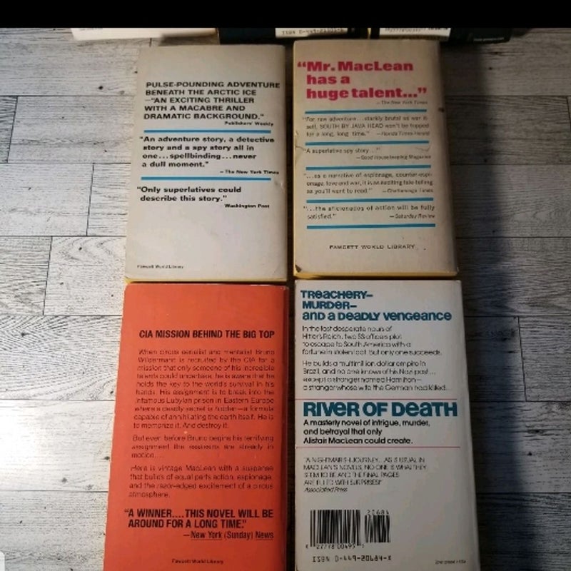 7 Alistair MacLean Mass Market Paperback Books Floodgate River of Death & MORE