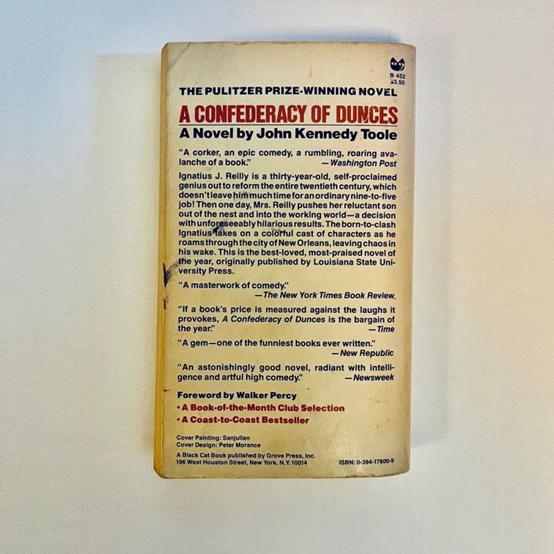 A Confederacy of Dunces 1981 First Black Cat Edition, Third printing 