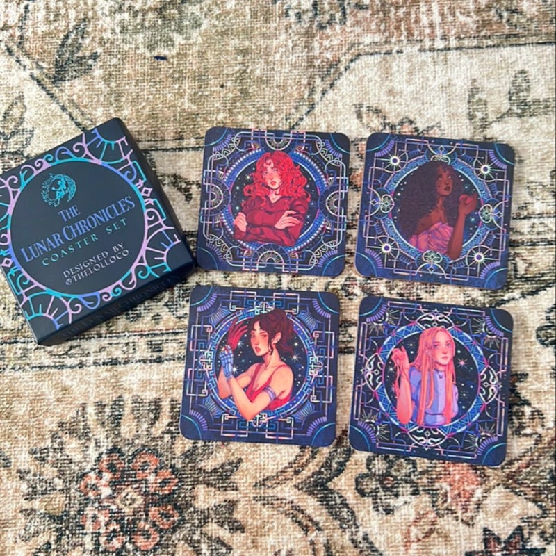 The Lunar Chronicles Coaster set Fairyloot