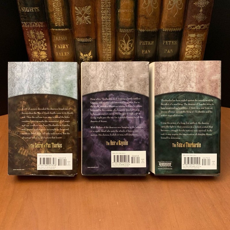 DragonLance: Complete Dwarf Home Trilogy Set: The Secret of Pax Tharkas, The Heir of Kayolin, The Fate of Thorbardin, All First Edition First Printing
