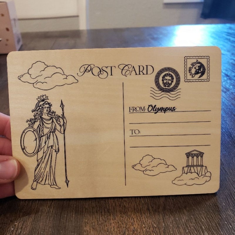 Fairyloot: Mount Olympus Wooden Post Card