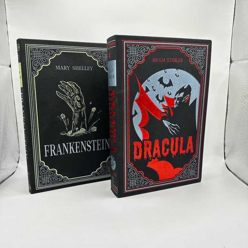 DRACULA & FRANKENSTEIN Set of 2 Faux Leather Bound 