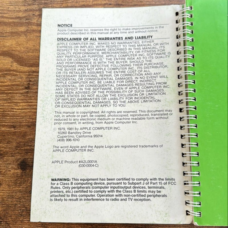 Apple II Reference Manual