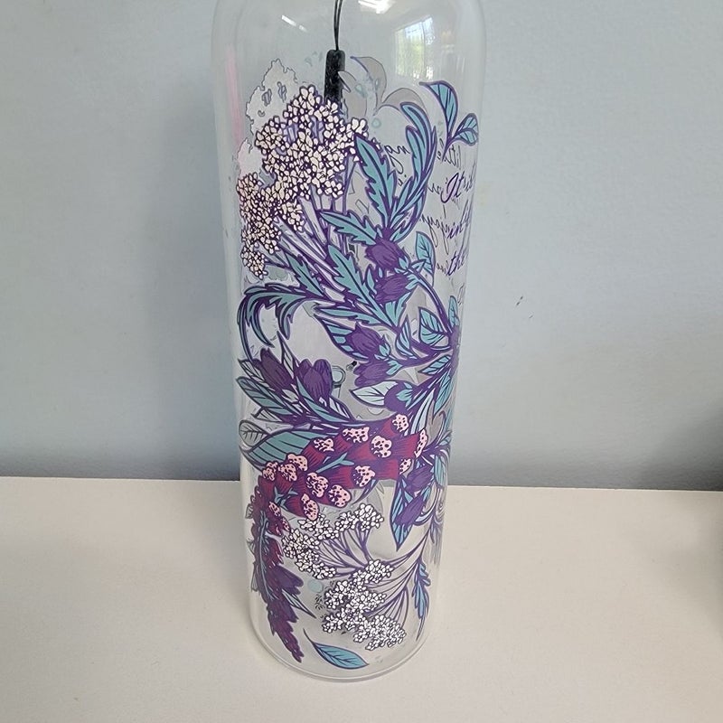 Fairyloot The Darkness Within Us Glass Water Bottle and The Shadows Between Us Double Sided Print