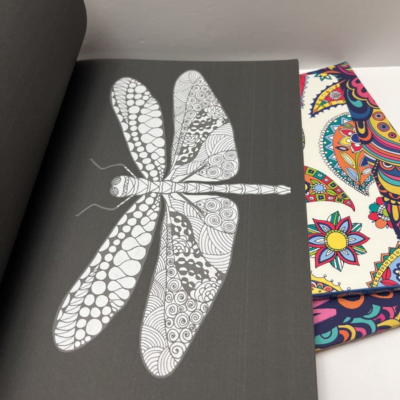 Adult Coloring (3 Book) Lot: Paisley Design, Dragonflies, & Be Fearless in the Pursuit of What Sets Your Soul on Fire