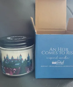 Bookish candle inspired by An Heir Comes to Rise