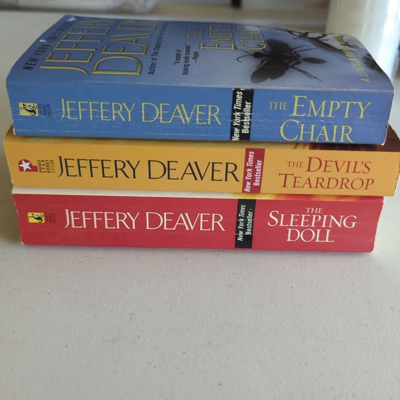 Jeffrey Deaver paperbacks X 3: Sleeping Doll, Empty Chair, Devil's Teardrop