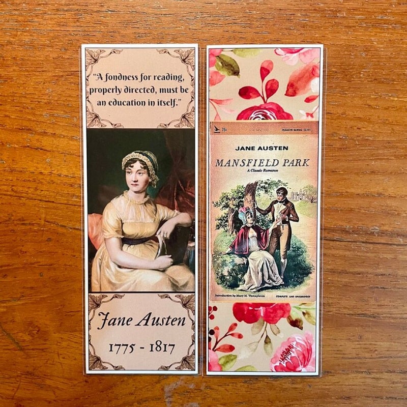 JANE AUSTEN Handmade Bookmarks Victorian Regency Classics Emma Persuasion Pride & Prejudice