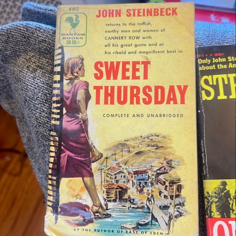 Lot of Four Antique John Steinbeck Books: Grapes of Wrath, In Dubious Battle, Sweet Thursday, Once There Was a War