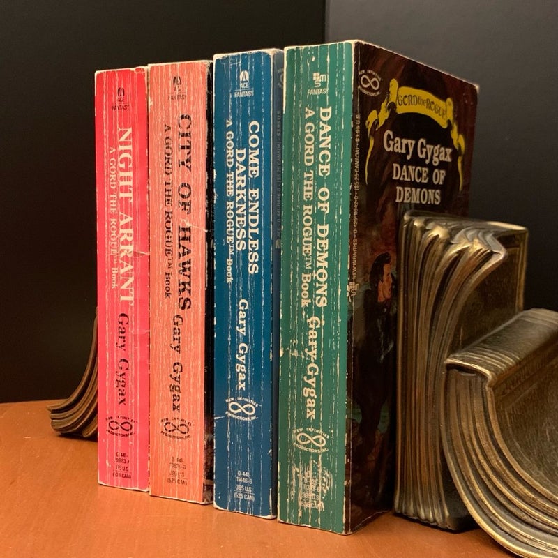Vintage 1987 First Edition Gord the Rogue Greyhawk Set: Night Arrant, City of Hawks, Come Endless Dark, Dance of Demons