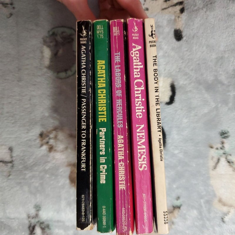 The Body in the Library, Partners in Crime, Passenger to Frankfurt, Nemesis, The Labors of Hercules (colored page edges bundle)