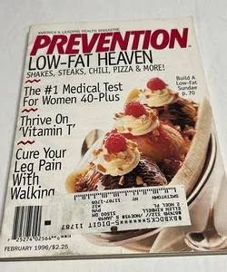 Prevention, vol. 48, no. 2 (February 1996) (Shakes, Steaks, Chili, Pizza & More! Thrive on 'Vitamin T'; Cure You Leg Pain with Walking)
