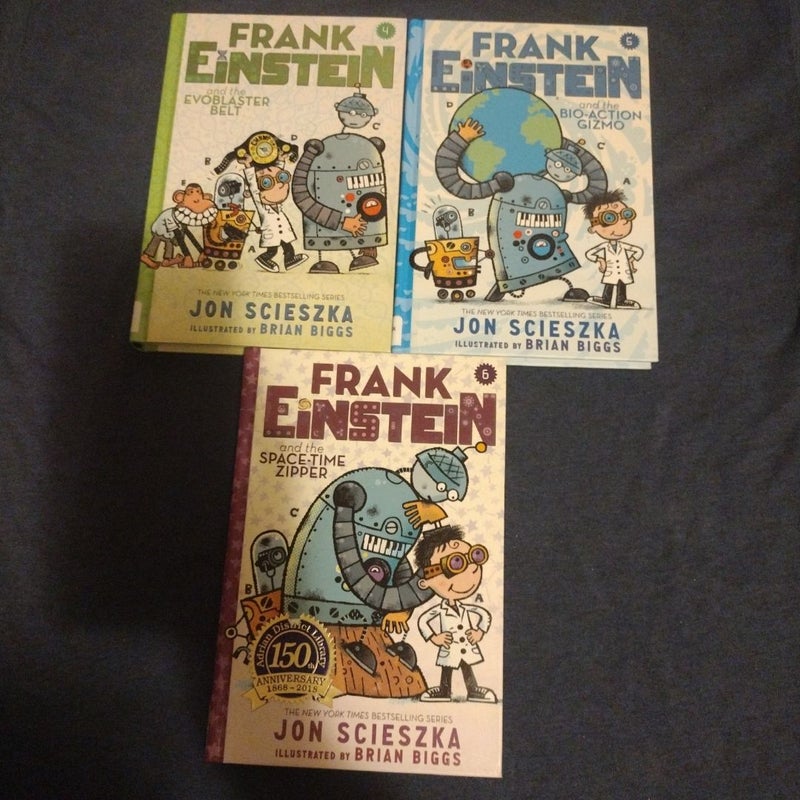 Frank Einstein and the EvoBlaster Belt (Frank Einstein Series #4), and the Bio-Action Gizmo (book 5), and the Space-Time Zipper (book 6)