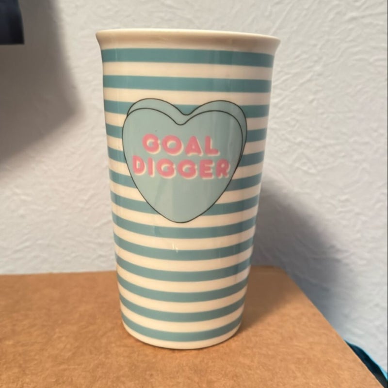 “Goal Digger” Ceramic Tumbler Mug with Heart 