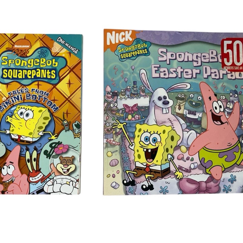 LOT of 2 Y2K Spongebob Squarepants Paperback Books Easter Bikini Bottom