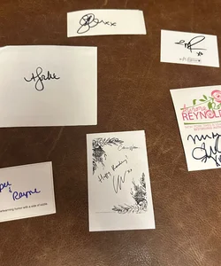 Signed bookplates from various authors