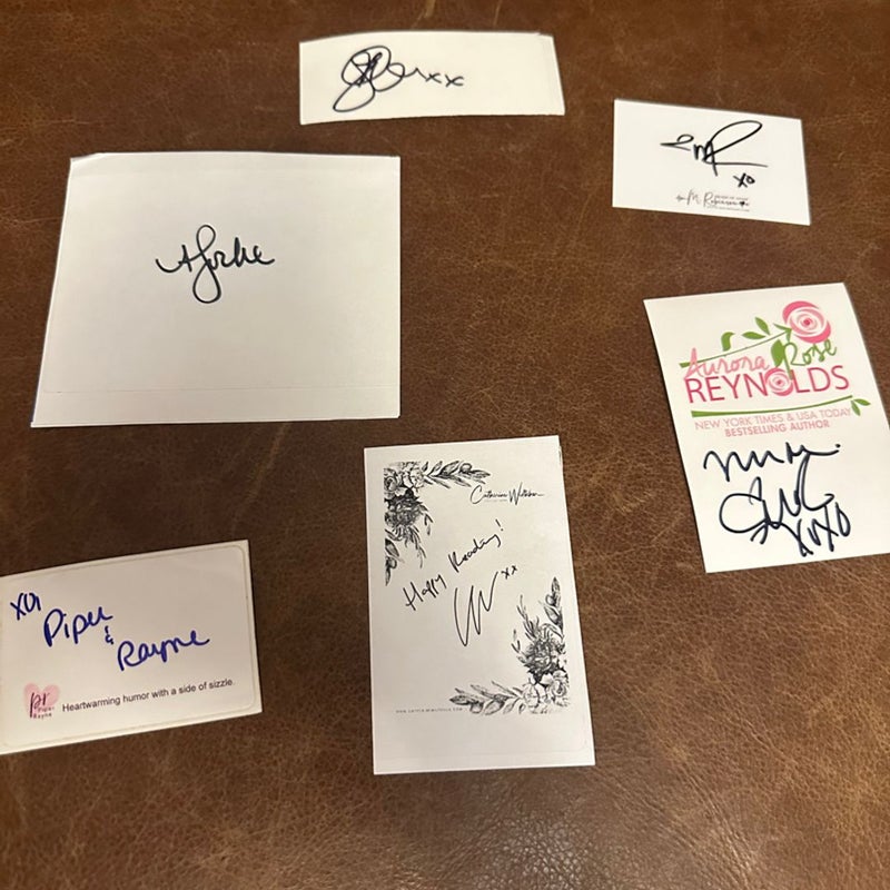 Signed bookplates from various authors