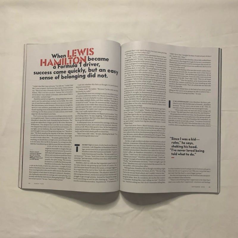 Vanity Fair Lewis Hamilton “Beyond The Finish Line” Issue September 2022 Magazine