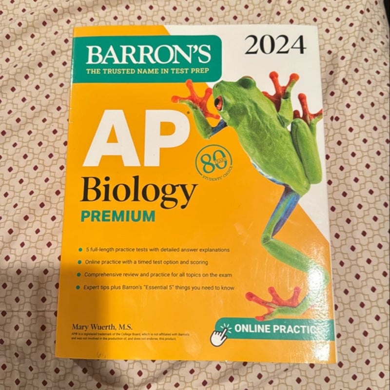 AP Biology Premium, 2024: Comprehensive Review with 5 Practice Tests + an Online Timed Test Option